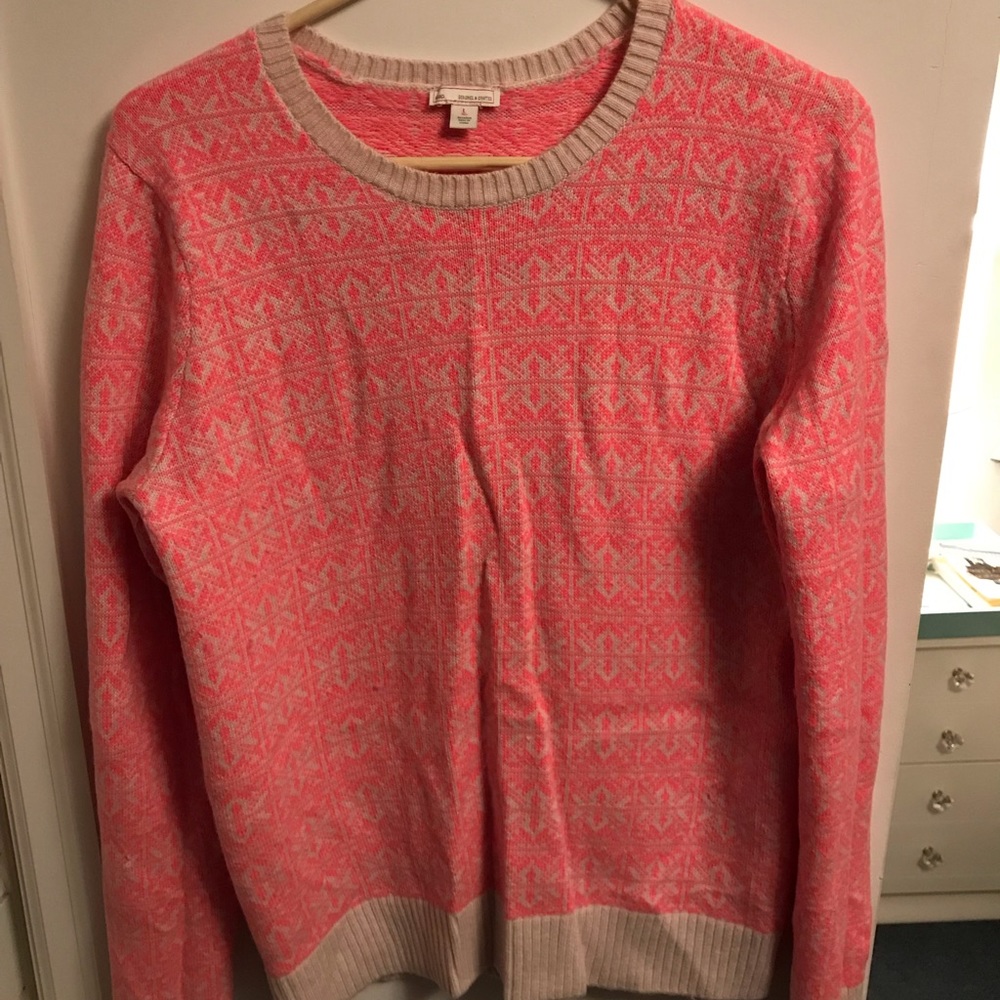 Gap wool-blend sweater in neon pink and tan